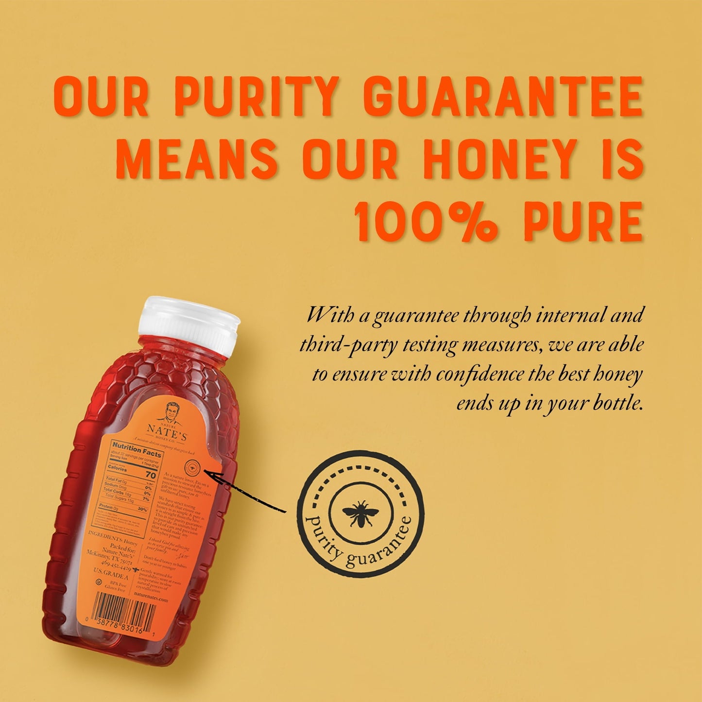 Nature Nate's Texas Honey: 100% Pure, Raw and Unfiltered Honey - 12 fl oz Gluten-Free Honey