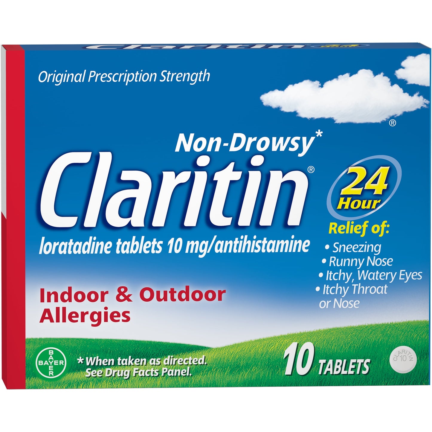 Claritin 24 Hour Non-Drowsy Allergy Medicine, Loratadine Antihistamine Tablets, 10 Ct