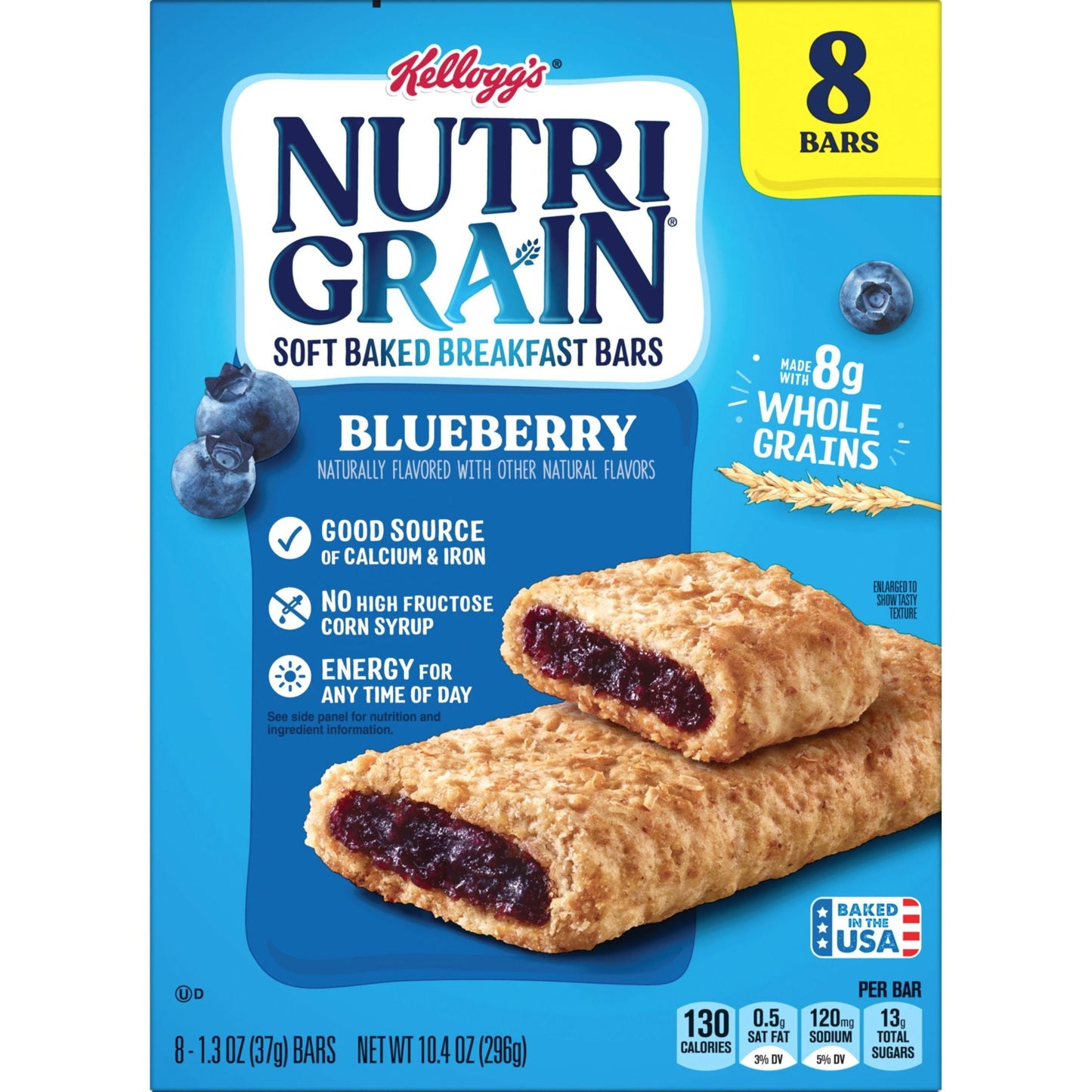 Kellogg's Nutri-Grain Blueberry Chewy Soft Baked Breakfast Bars, Ready-to-Eat, 10.4 oz, 8 Count