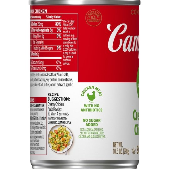 Campbell’s Condensed 98% Fat Free Cream of Chicken Soup, 10.5 Ounce Can