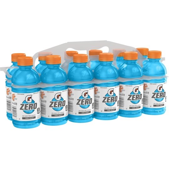 Gatorade G Zero Sugar Cool Blue Thirst Quencher Sports Drink, 12 oz, 12 Pack Bottles