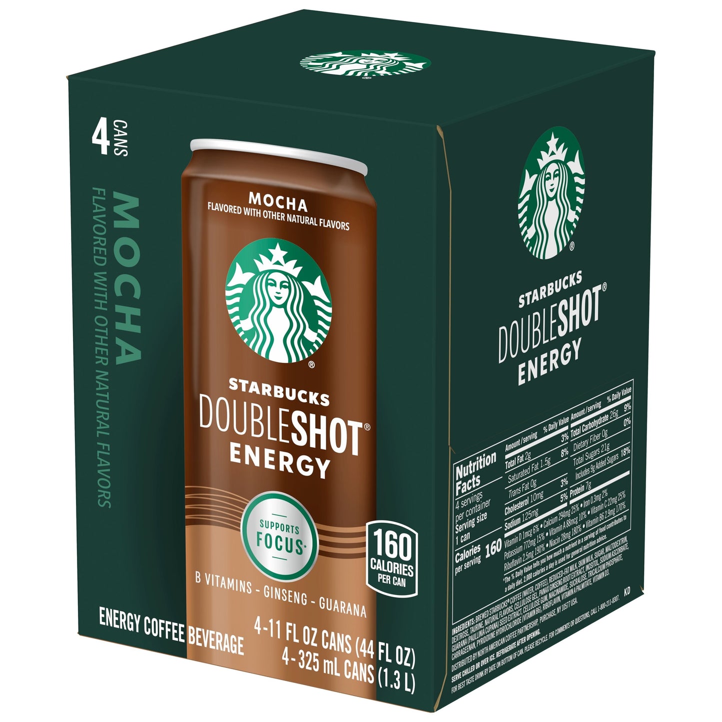 Starbucks Doubleshot Energy Mocha Coffee Energy Drink, 11 oz, 4 Pack Cans