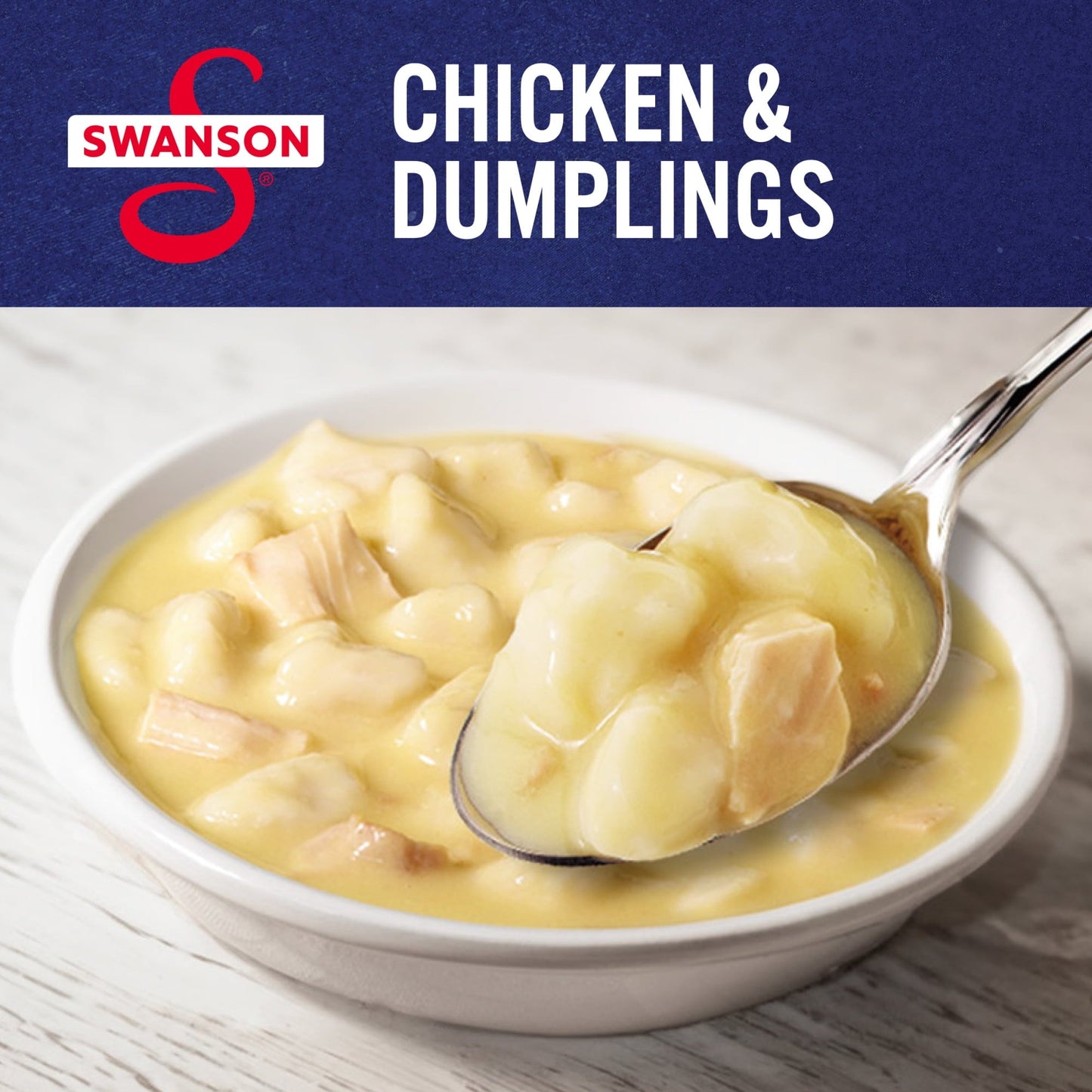 Swanson Canned Chicken and Dumplings with White and Dark Chicken Meat, 10.5 oz Can