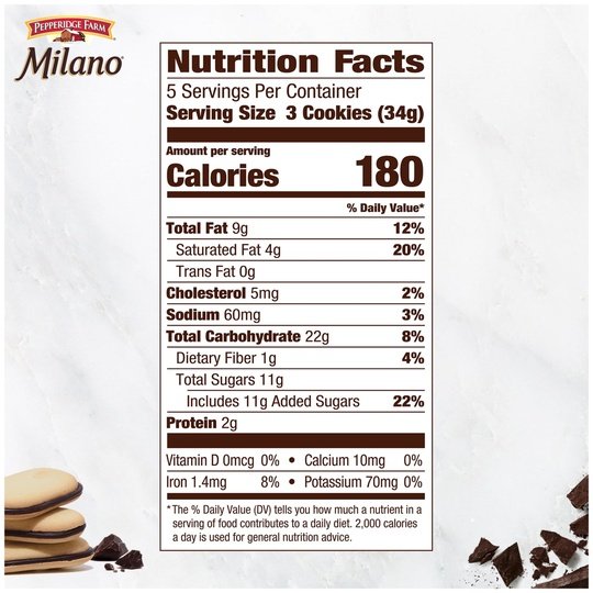 Pepperidge Farm Milano Dark Chocolate Cookies, 6 oz Bag (15 Cookies)