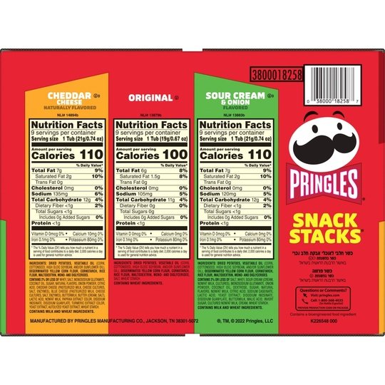 Pringles Snack Stacks Variety Pack Potato Crisps Chips, 19.3 oz, 27 Count