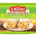 El Monterey Signature Egg, Sausage, Cheese & Potato Burritos, 8 Count, 36 oz (Frozen)