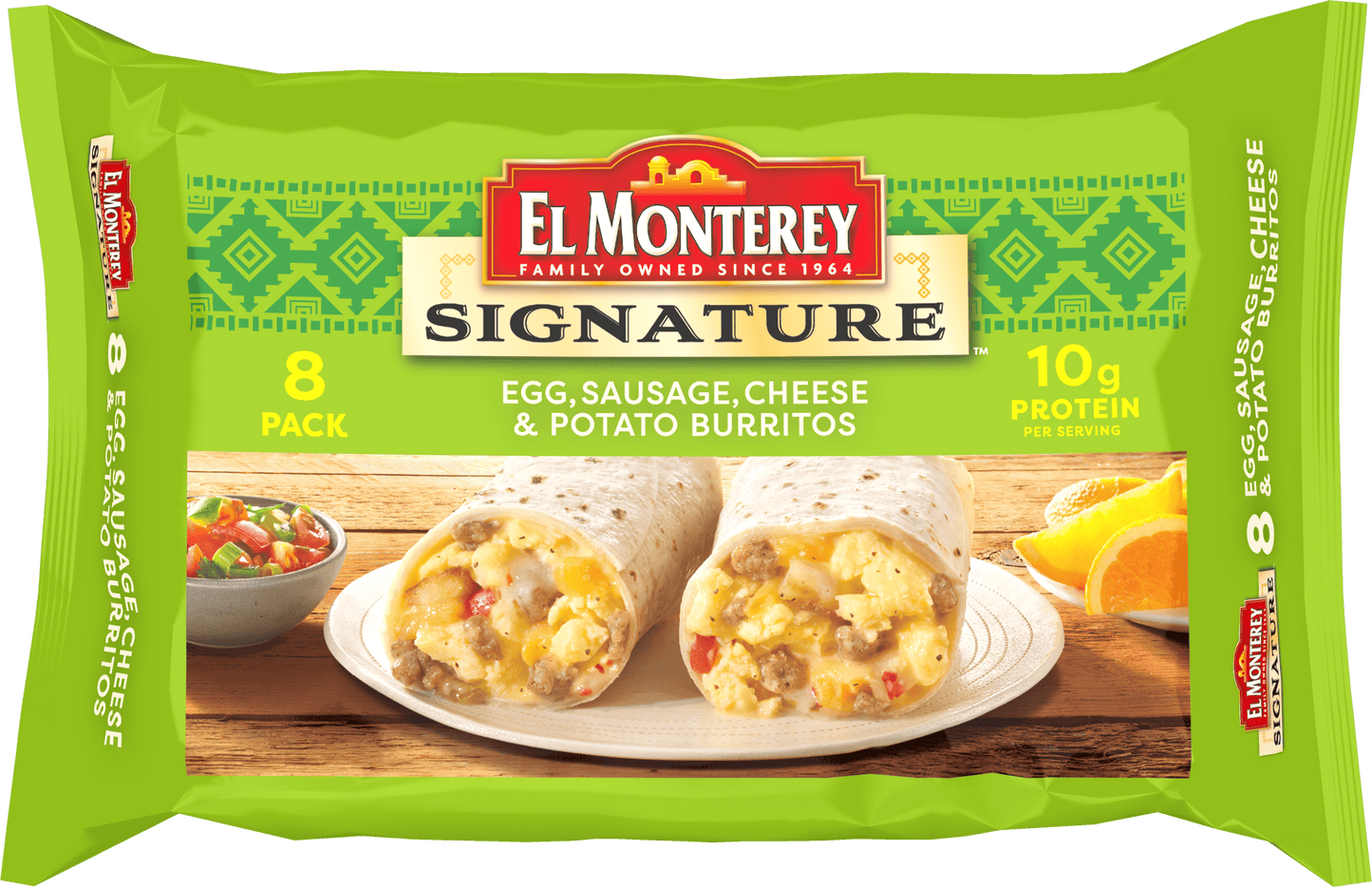 El Monterey Signature Egg, Sausage, Cheese & Potato Burritos, 8 Count, 36 oz (Frozen)