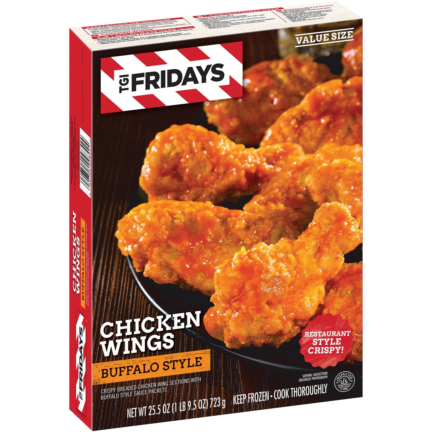 TGI Fridays Frozen Appetizers Buffalo Style Chicken Wings, 25.5 oz Box Jumbo