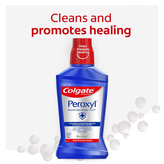 Colgate Peroxyl Mouth Sore Rinse, 1.5% Hydrogen Peroxide, Mild Mint 500 ml, 16.9 fl oz