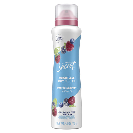 Secret Women's Dry Spray Antiperspirant and Deodorant, Refreshing Berry, 4.1 oz