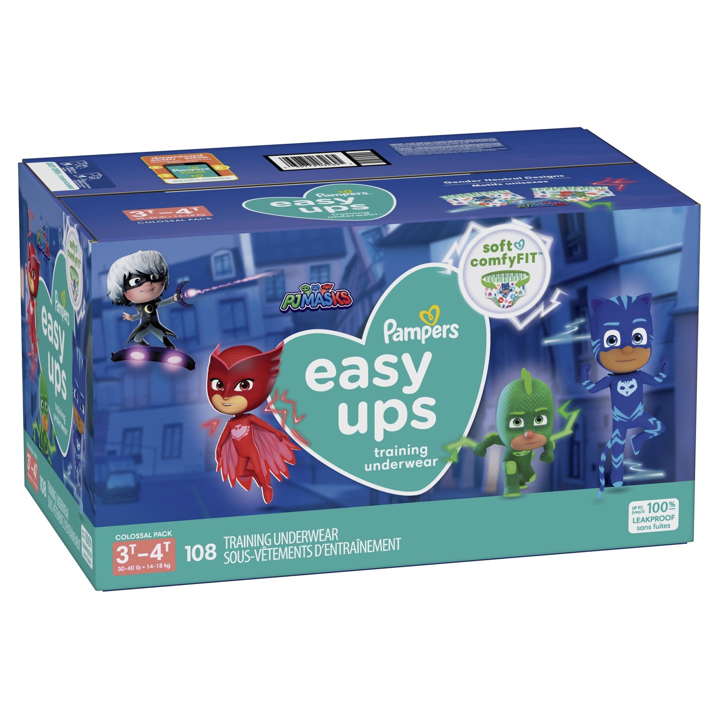 Pampers Easy Ups PJ Masks Training Pants Toddler Boys Size 3T/4T 108 Count