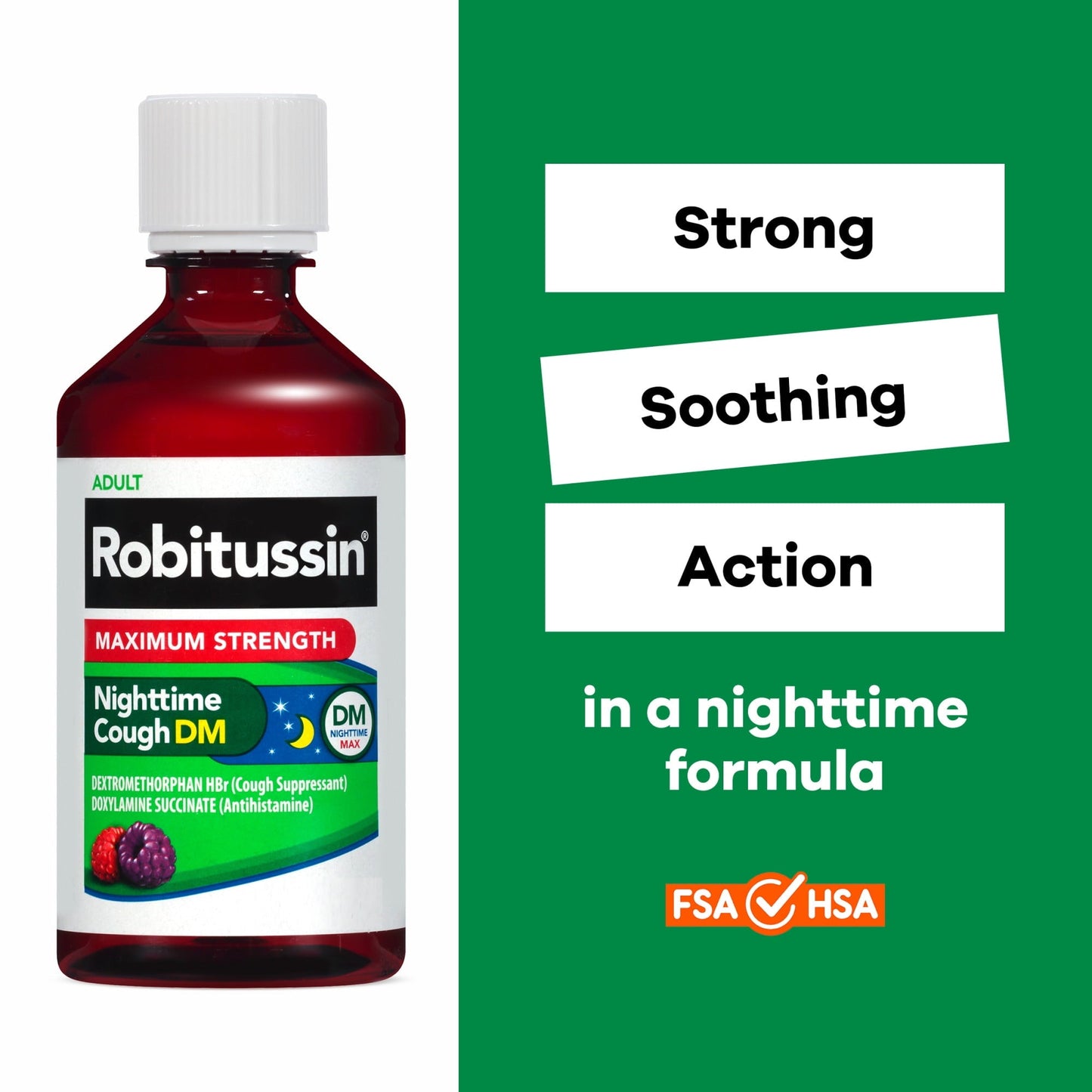 Robitussin Max Strength Cough Congestion DM and Cold Medicine for Nighttime Relief, Berry, 8 Fl Oz