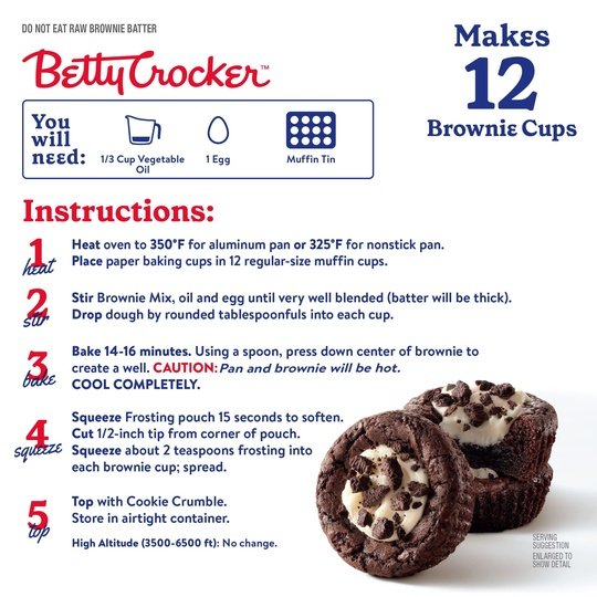 Betty Crocker Brownie Cups Mix, Cookies and CrÃ¨me, 13.6 oz