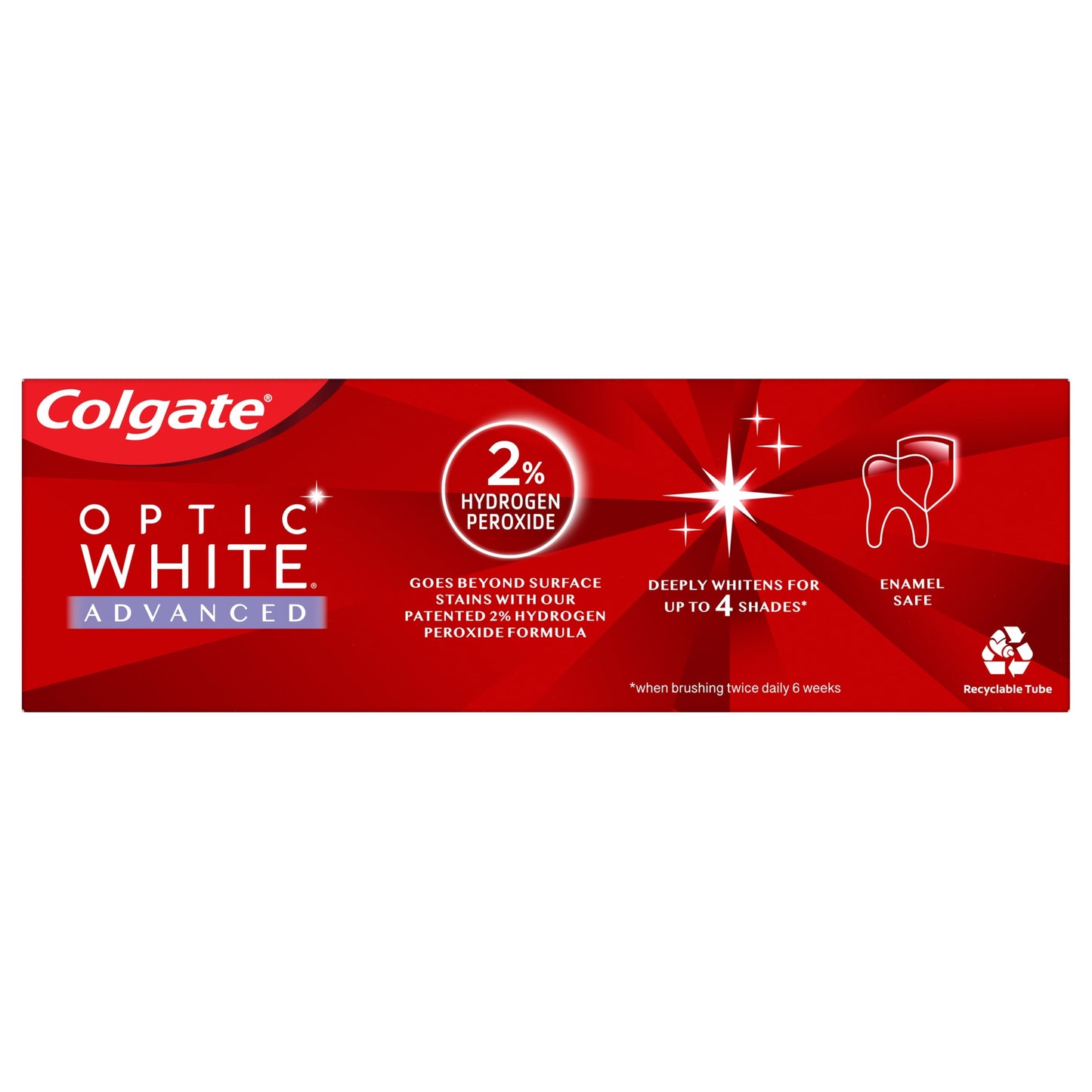 Colgate Optic White Advanced Hydrogen Peroxide Toothpaste, Sparkling White, 3.2 oz