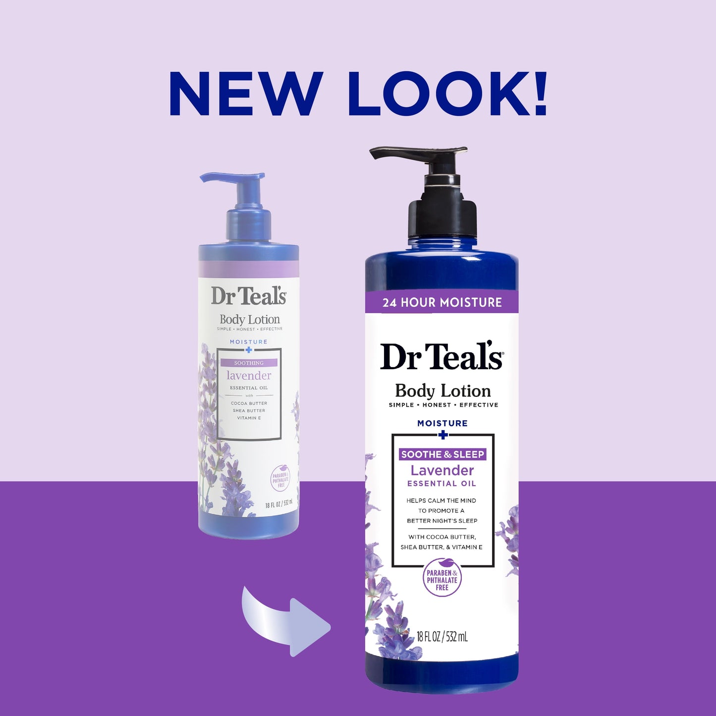 Dr Teal's Body Lotion, 24 Hour Moisture + Soothing with Lavender Essential Oil, 18 fl oz.