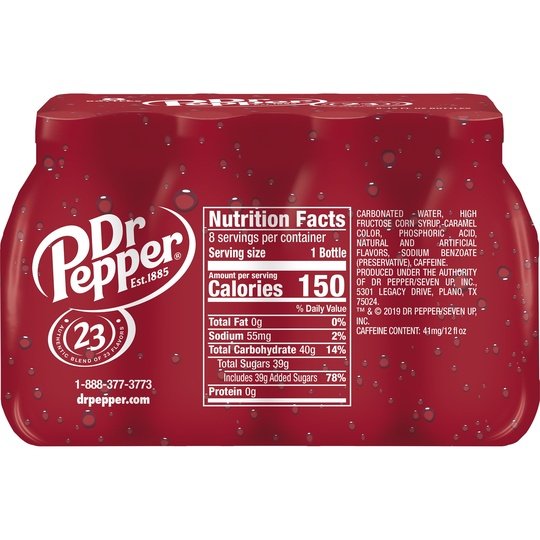 Dr Pepper Soda, 12 fl oz bottles, 8 pack