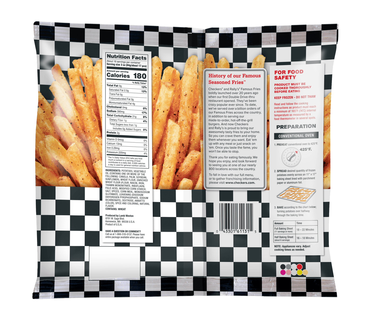 Checkers / Rally's Famous Seasoned Fries, 48 oz (Frozen)