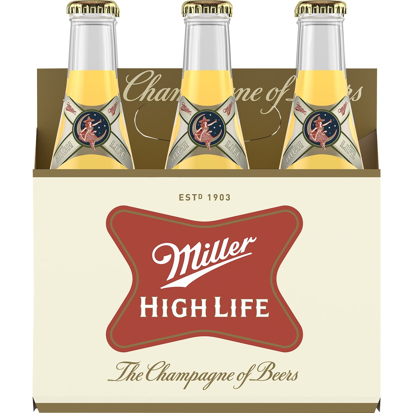 Miller High Life Lager Beer, 6 Pack, 12 fl oz Bottles, 4.6% ABV