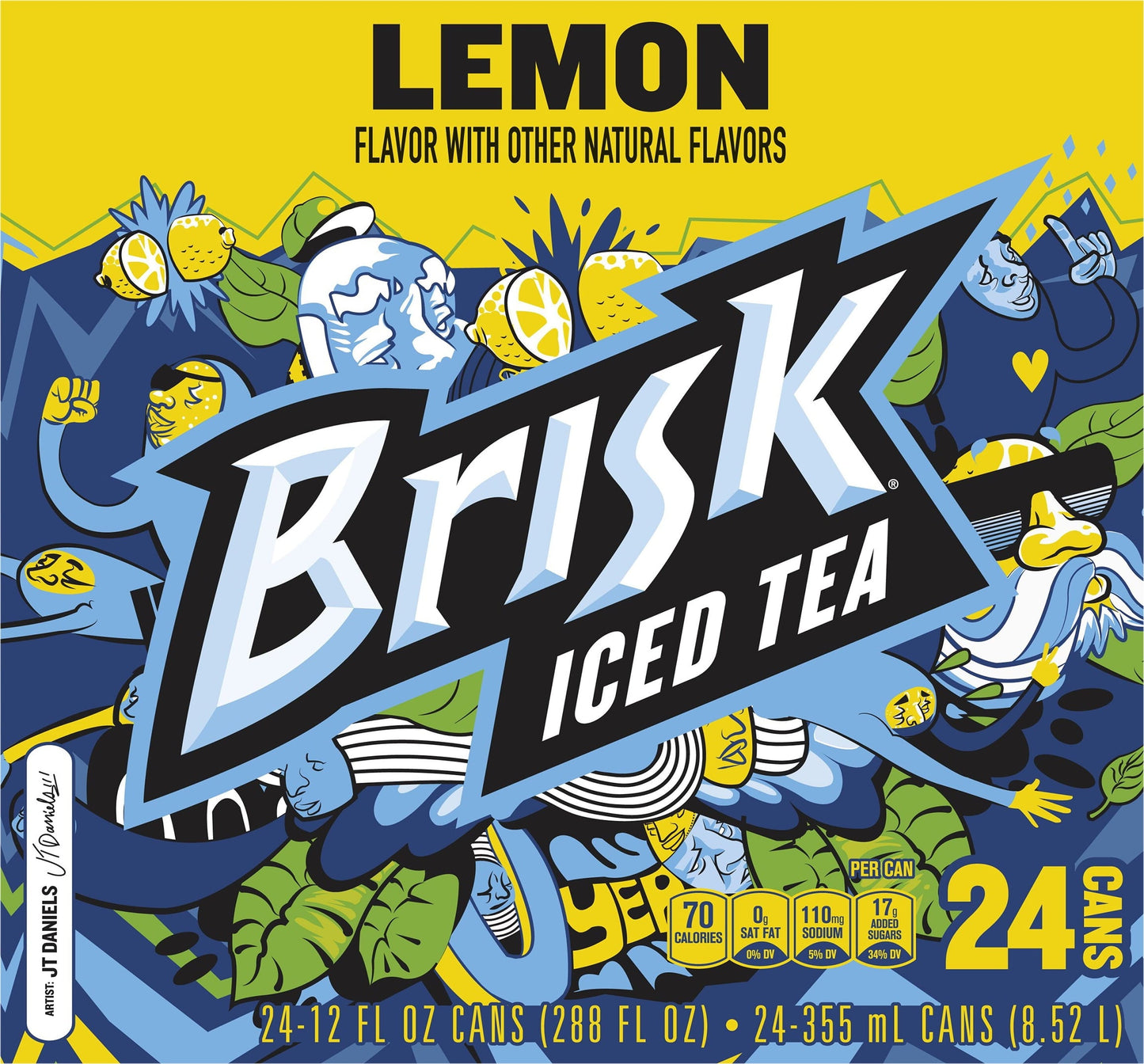 Brisk Lemon Iced Tea, bold lemon flavor, 12 fl oz, 24 Pack Cans