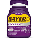 Bayer Back & Body Extra Strength Pain Reliever Aspirin w Caffeine, 500mg Coated Tablets, 200 Count