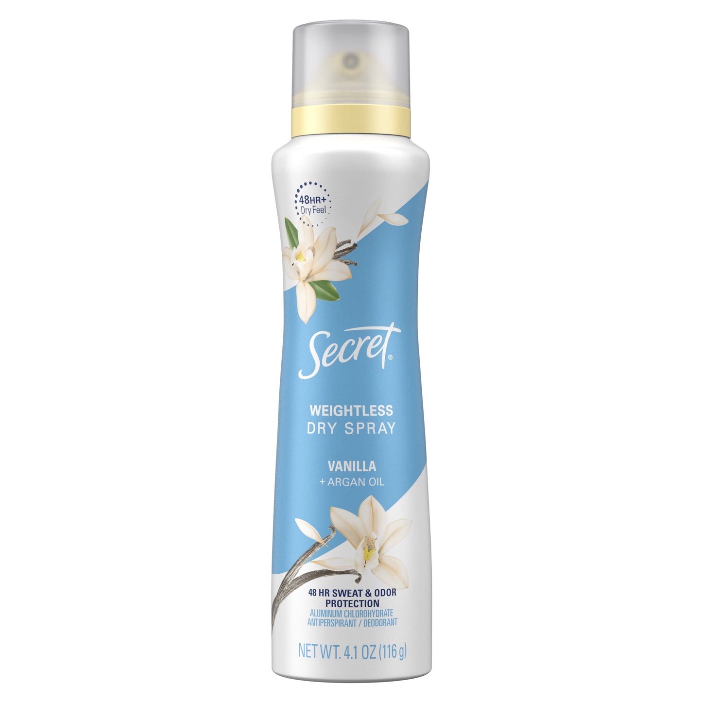 Secret Dry Spray Antiperspirant Deodorant, Vanilla and Argan Oil, 4.1oz