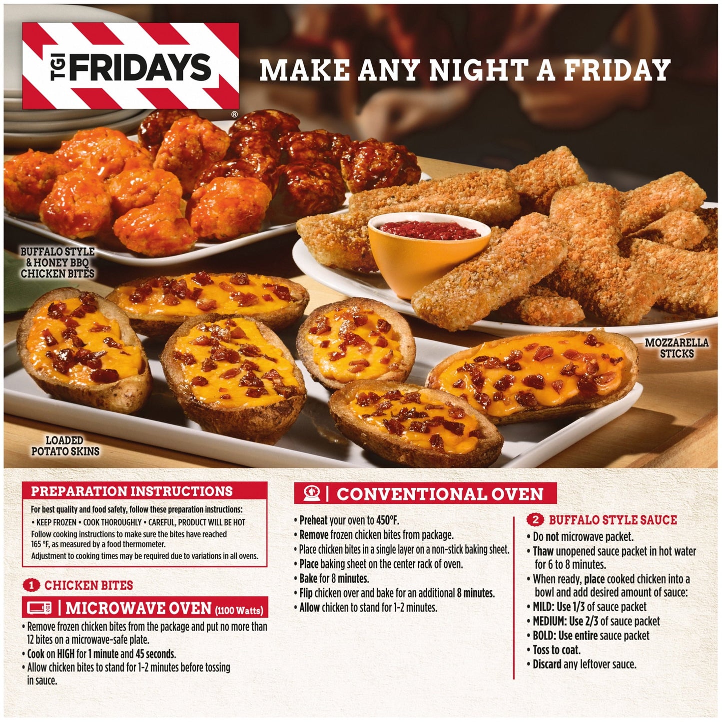 TGI Fridays Frozen Snacks & Appetizers Buffalo Style Boneless Chicken Bites, 15 oz Box Regular