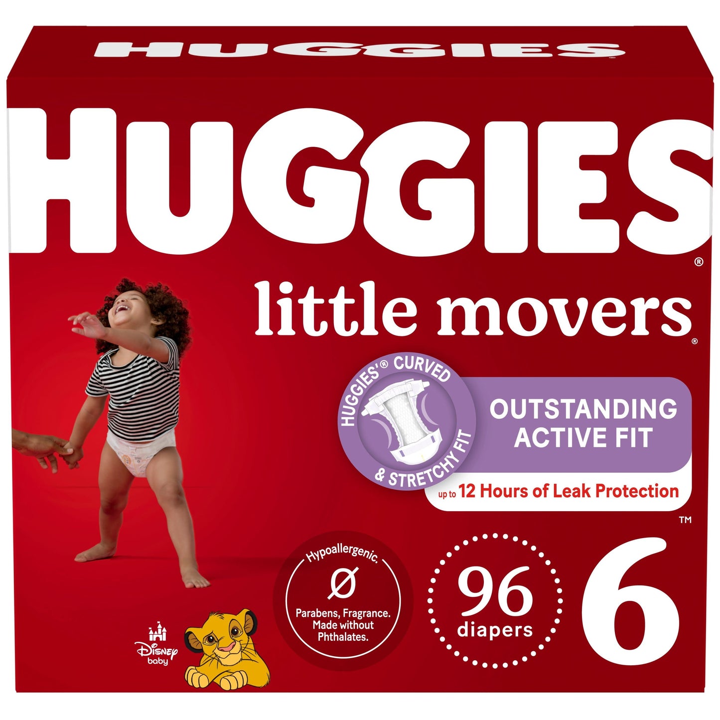 Huggies Little Movers Baby Diapers, Size 6, 96 Ct