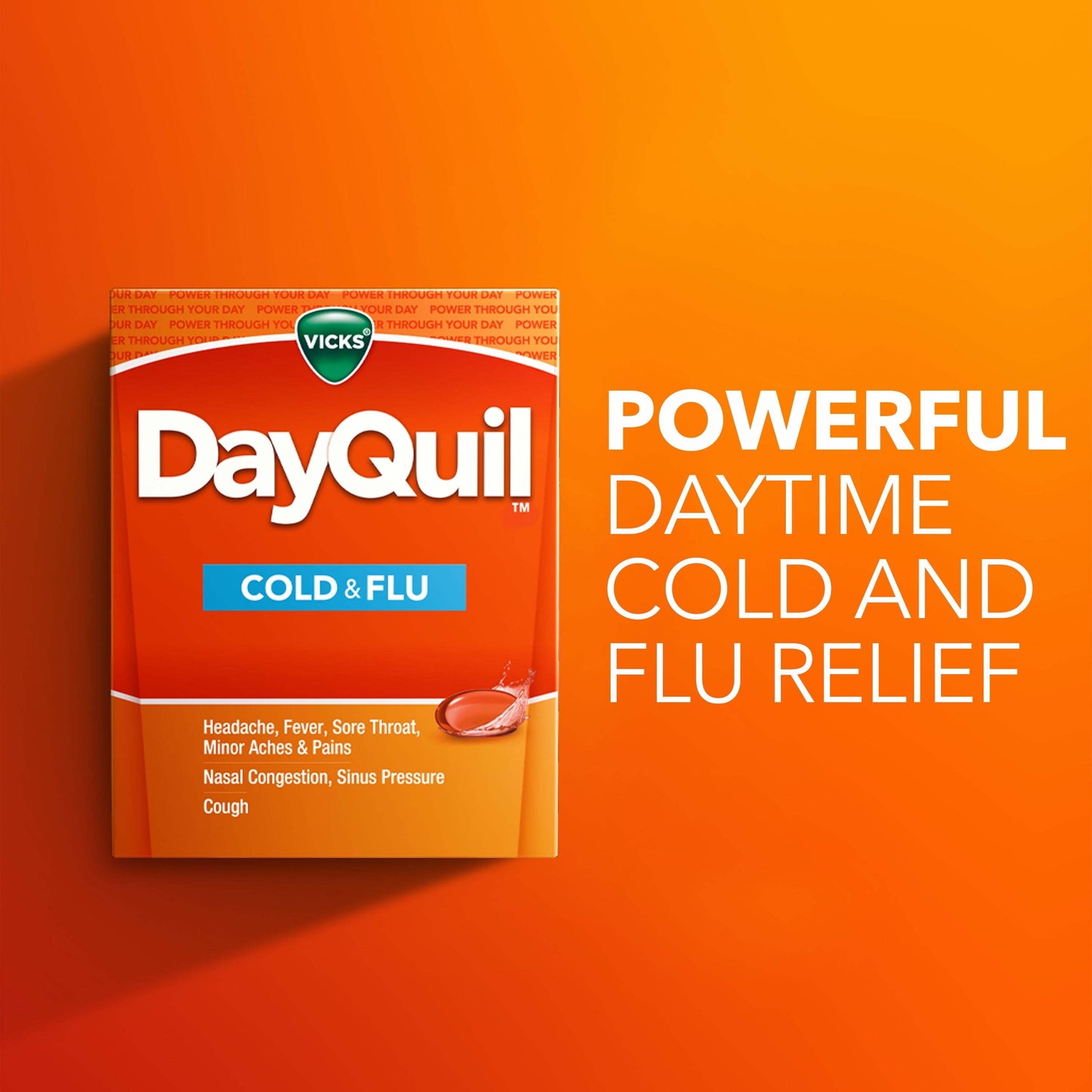 Vicks DayQuil Liquicaps, Non-Drowsy Cough, Cold and Flu Relief, over-the-counter Medicine, 24 Ct