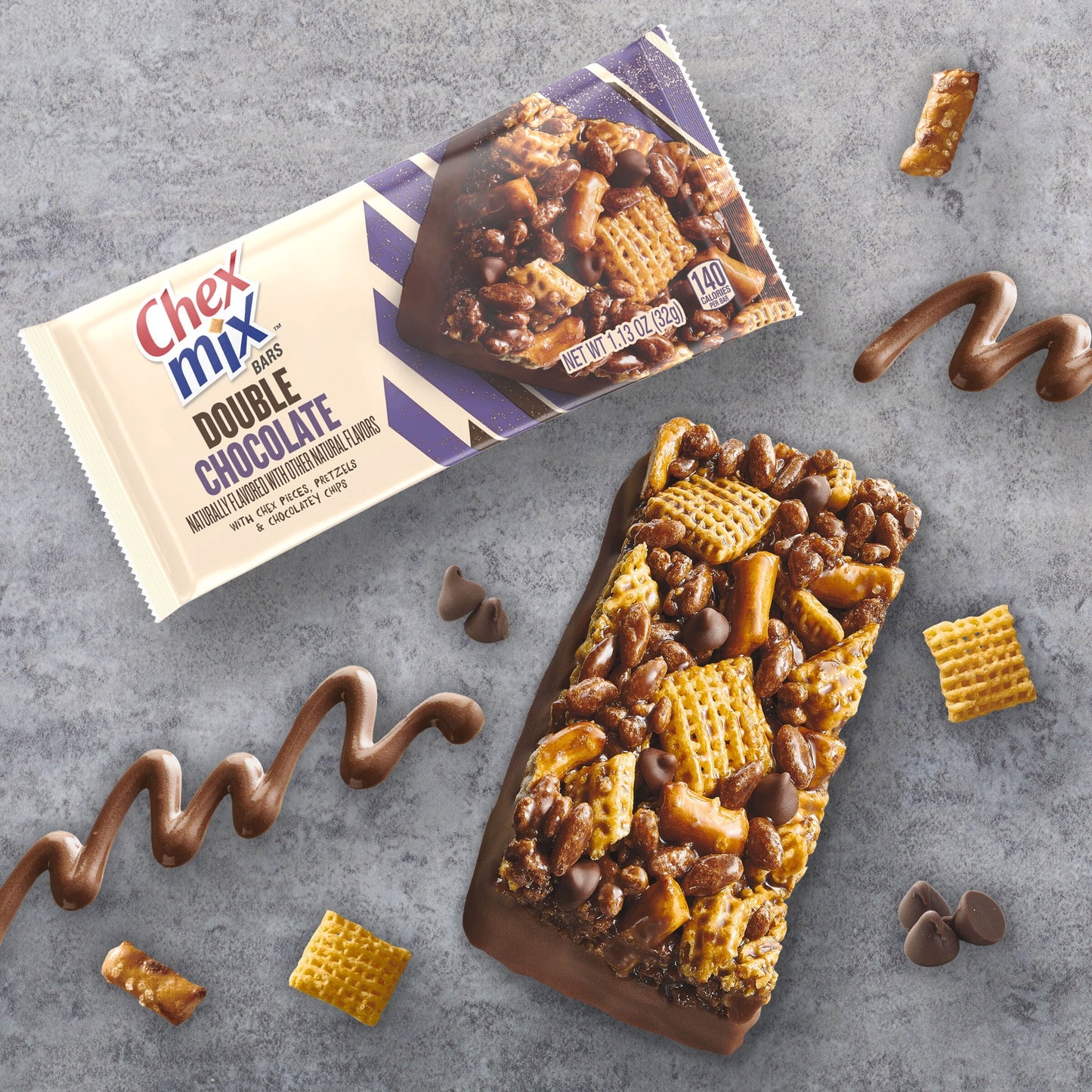 Chex Mix Treat Bars, Double Chocolate, Snack Bars, 12 ct