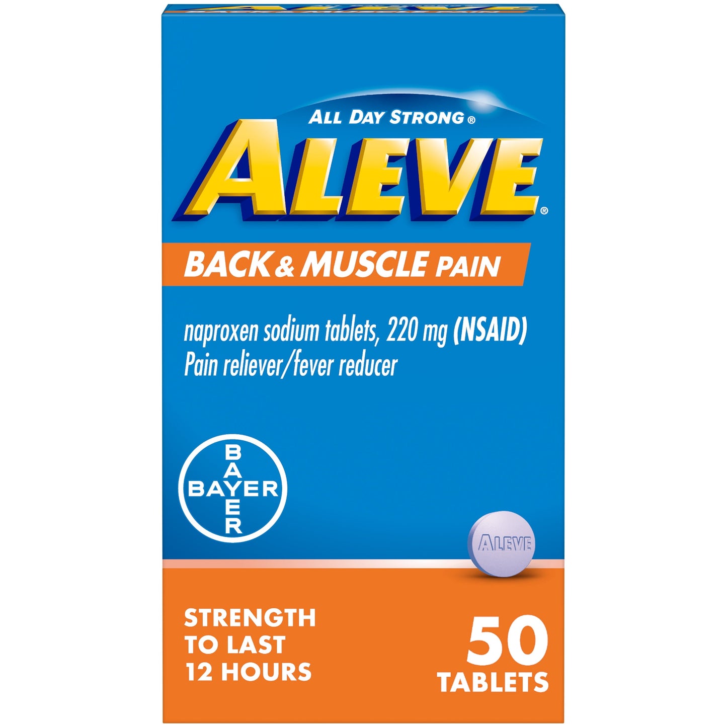 Aleve Back & Muscle Pain Reliever Naproxen Sodium Tablets, 50 Count