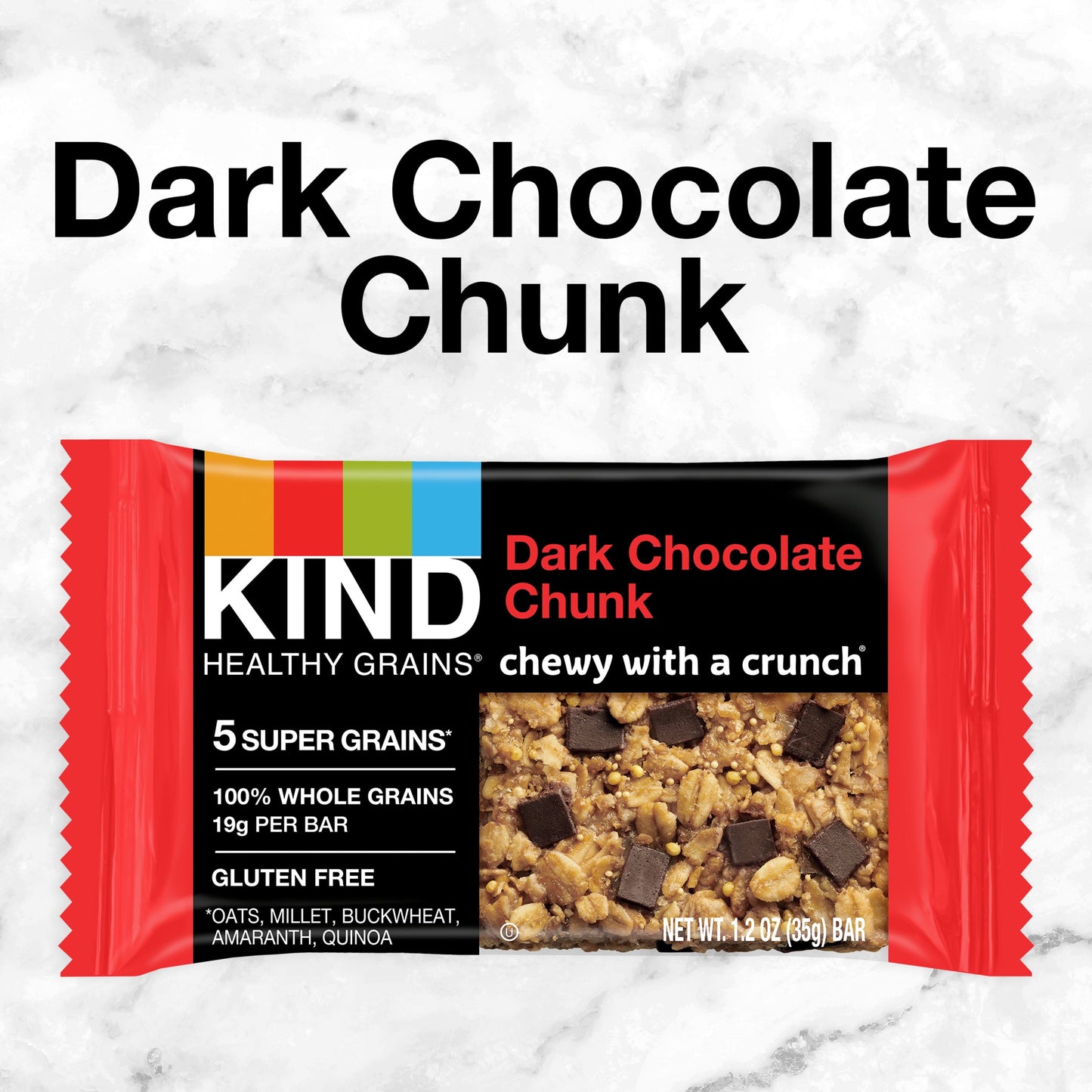 KIND Healthy Grain Gluten Free Dark Chocolate Chunk Snack Bars, Value Pack, 1.2 oz, 15 Count