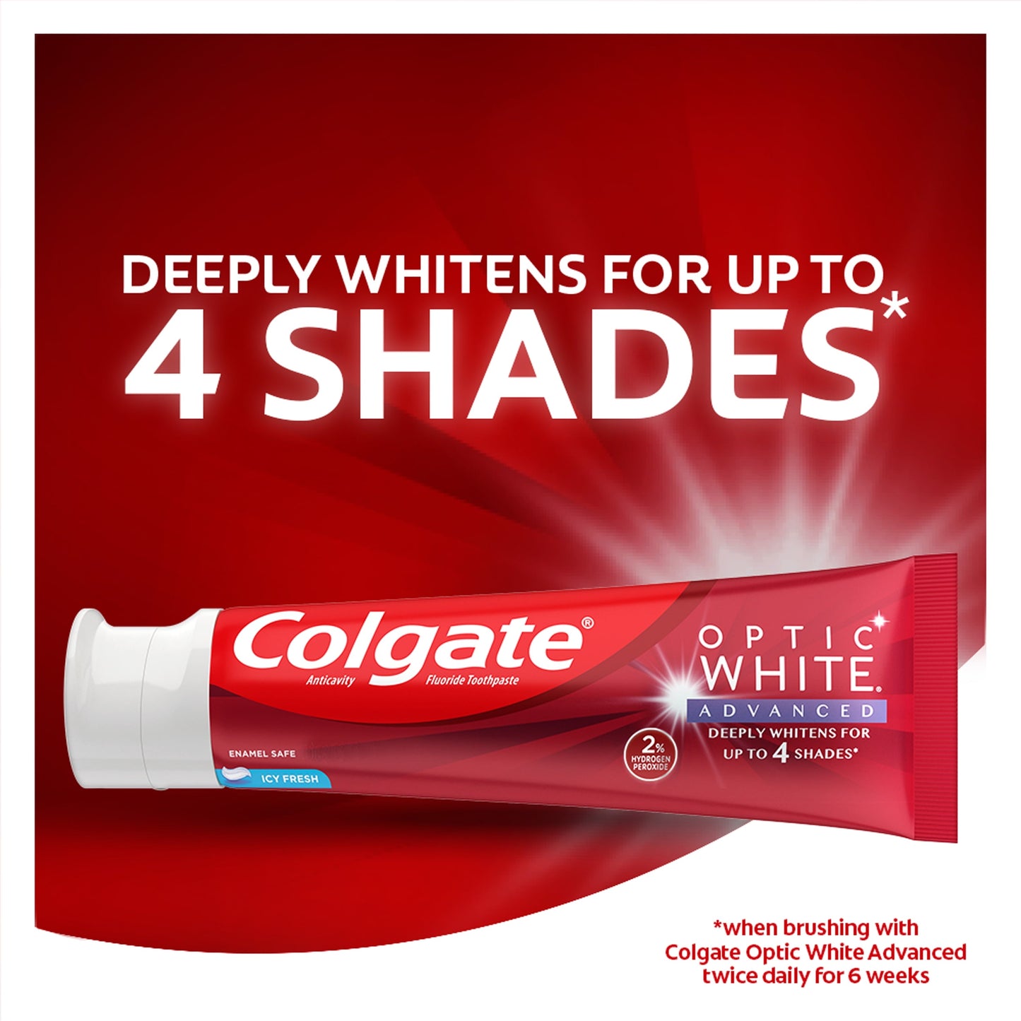 Colgate Optic White Advanced Hydrogen Peroxide Toothpaste, Icy Fresh, 3.2 oz