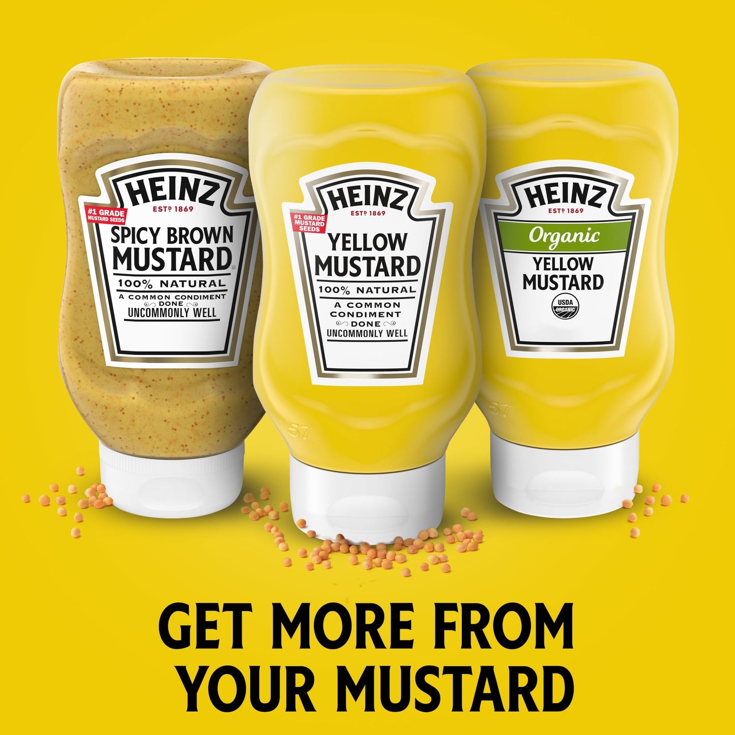 Heinz 100% Natural Yellow Mustard, 14 oz Bottle