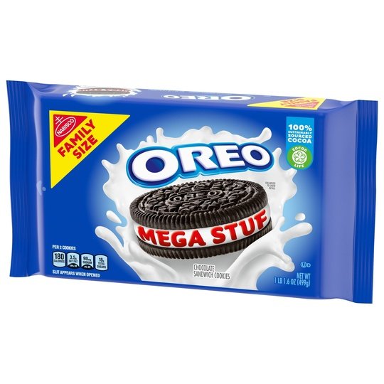 OREO Mega Stuf Chocolate Sandwich Cookies, Family Size, 17.6 oz