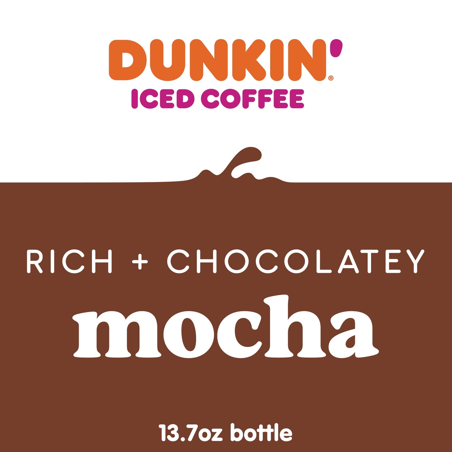 Dunkin' Mocha, Iced Bottled Coffee Drink, 13.7 fl oz