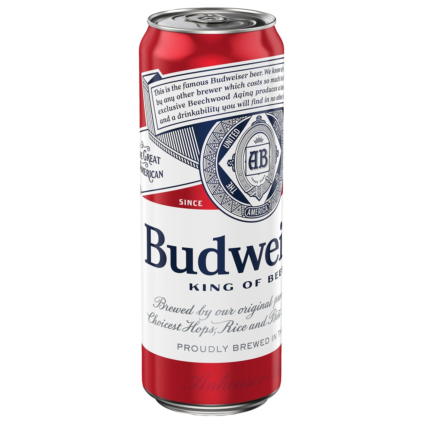 Budweiser Beer, 25 fl oz Aluminum Can, 5% ABV, Domestic Lager, 3.2% ABV