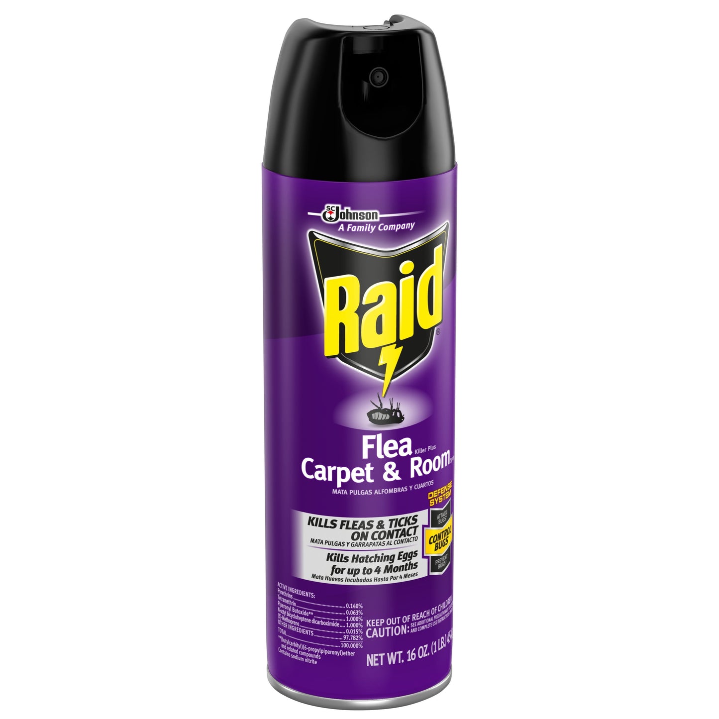 Raid Flea Killer Plus Carpet & Room Spray Kills Fleas & Flea Eggs for Up to 4 Weeks, 16 oz