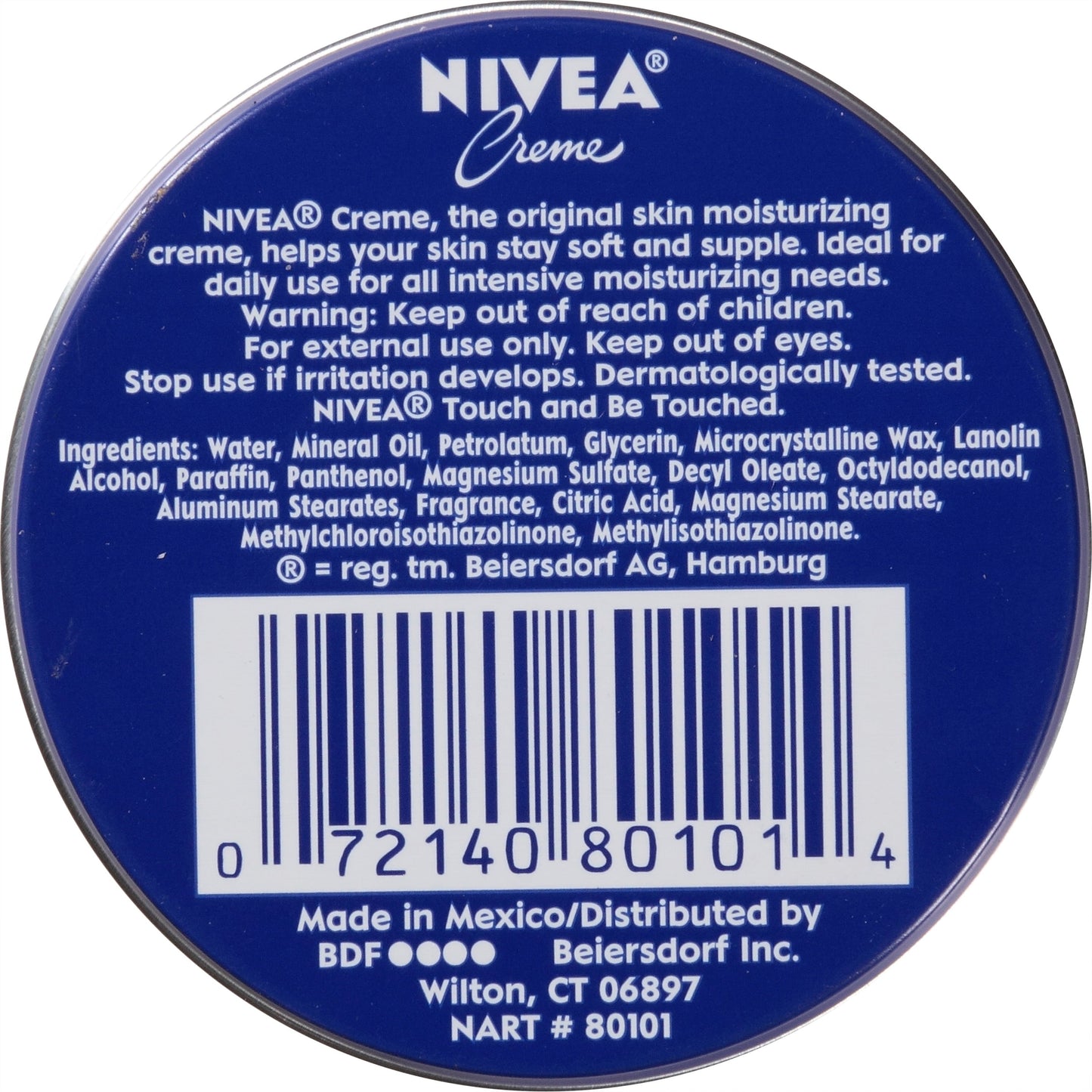 NIVEA Creme Body, Face and Hand Moisturizing Cream, 1 Oz Tin