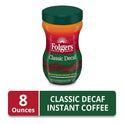 Folgers Classic Decaf Instant Coffee, 8-Ounce Jar