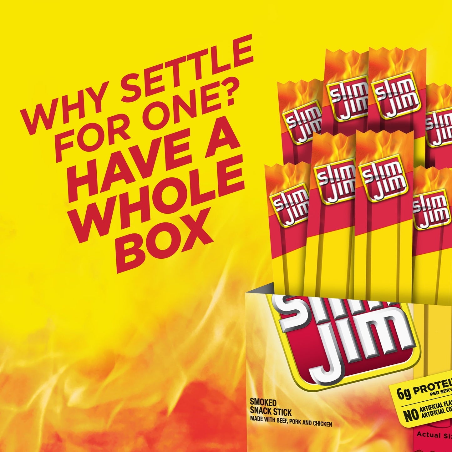 Slim Jim Original Smoked Snack Sized Sticks, 0.28 oz. Meat Sticks, 14-Count Box