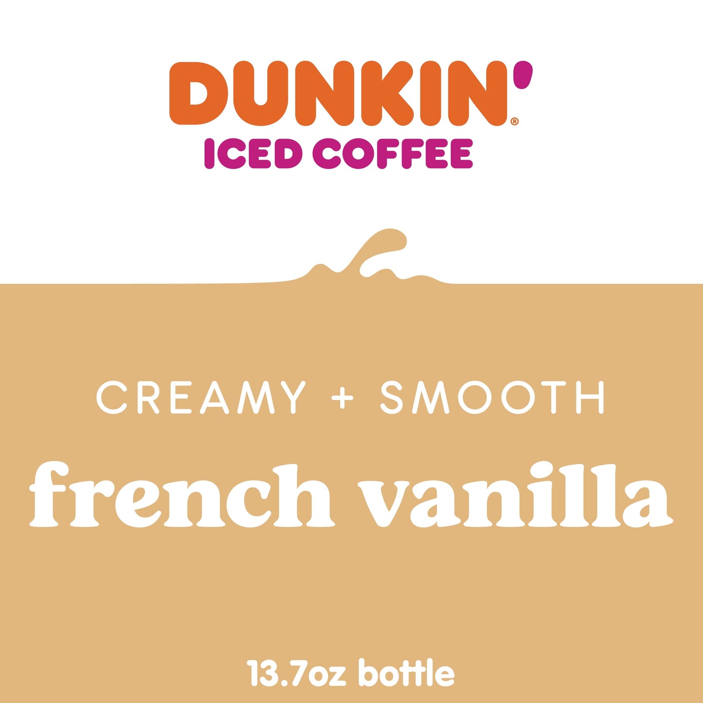 Dunkin' French Vanilla, Iced Bottled Coffee Drink, 13.7 fl oz