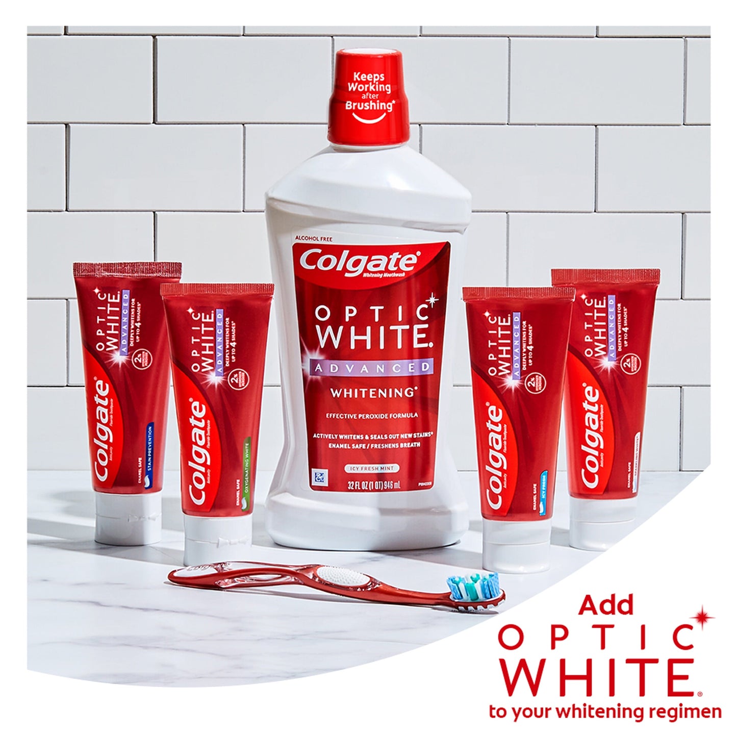 Colgate Optic White Advanced Hydrogen Peroxide Toothpaste, Sparkling White, 3.2 oz