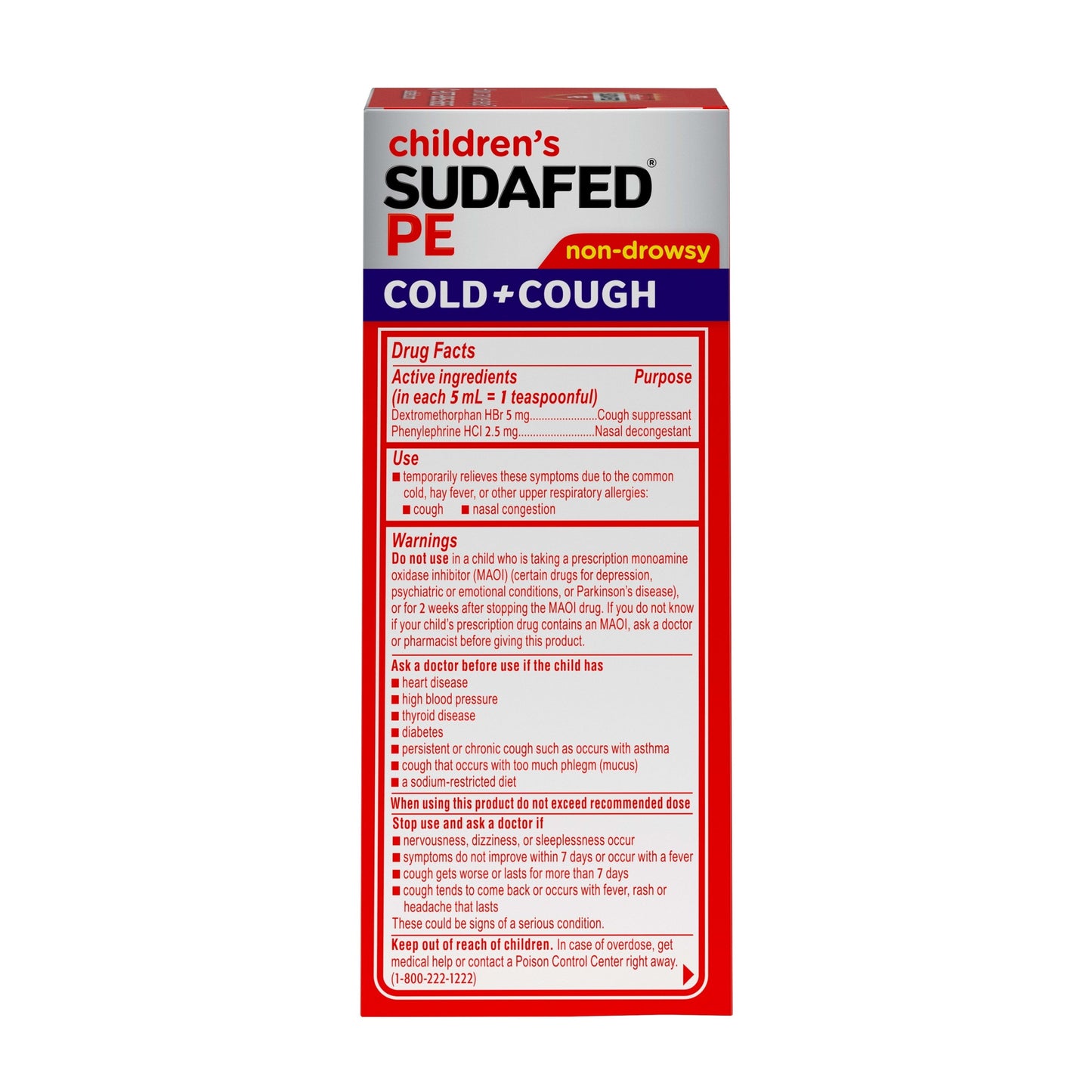 Children's Sudafed PE Cold + Cough Suppressant, Cold Medicine & Nasal Decongestant, Grape Flavor Liquid Cough Relief, 4 fl. oz