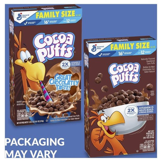 Cocoa Puffs, Chocolate Breakfast Cereal with Whole Grains, 18.1 oz