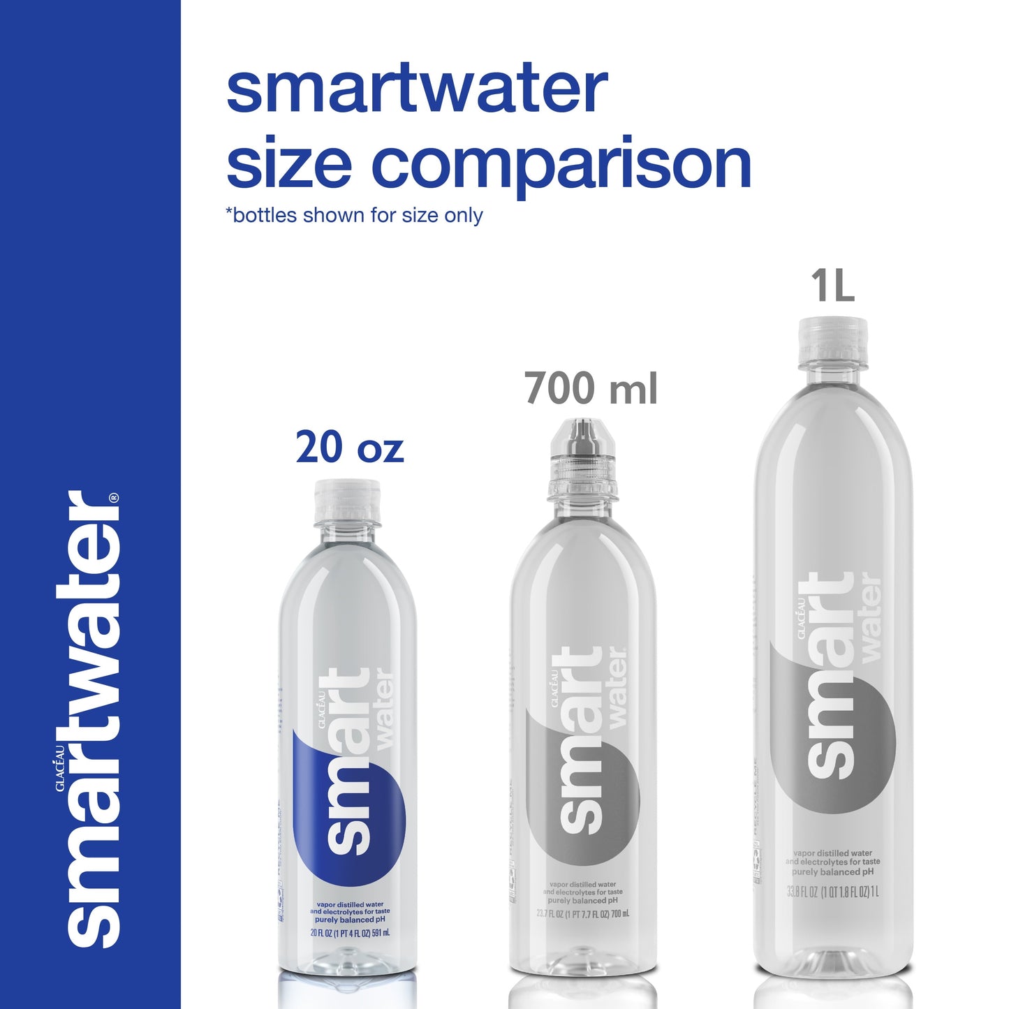 smartwater vapor distilled premium water, 20 fl oz, bottle