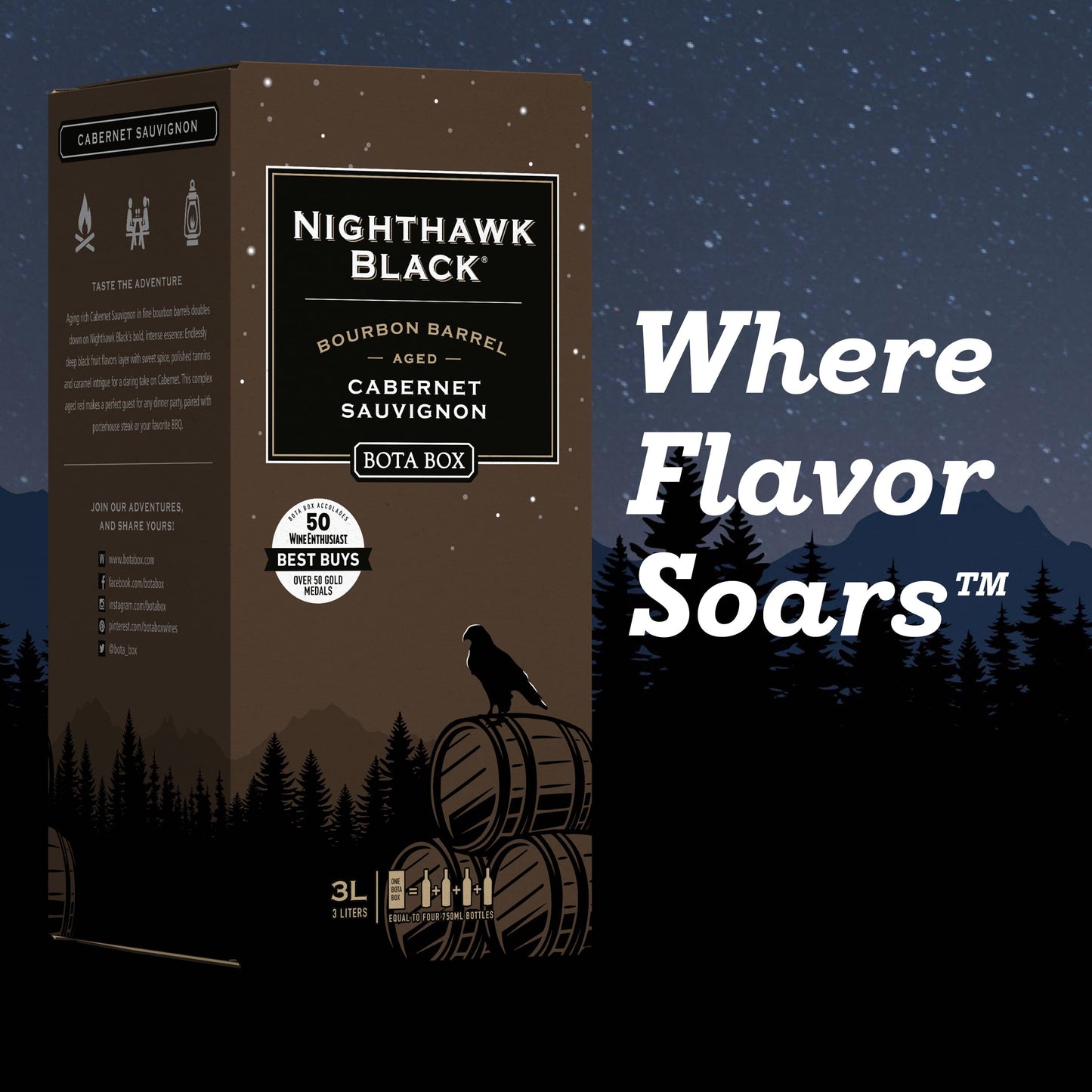 Nighthawk Black by Bota Box Bourbon Barrel Cabernet Sauvignon Red Wine, 3L