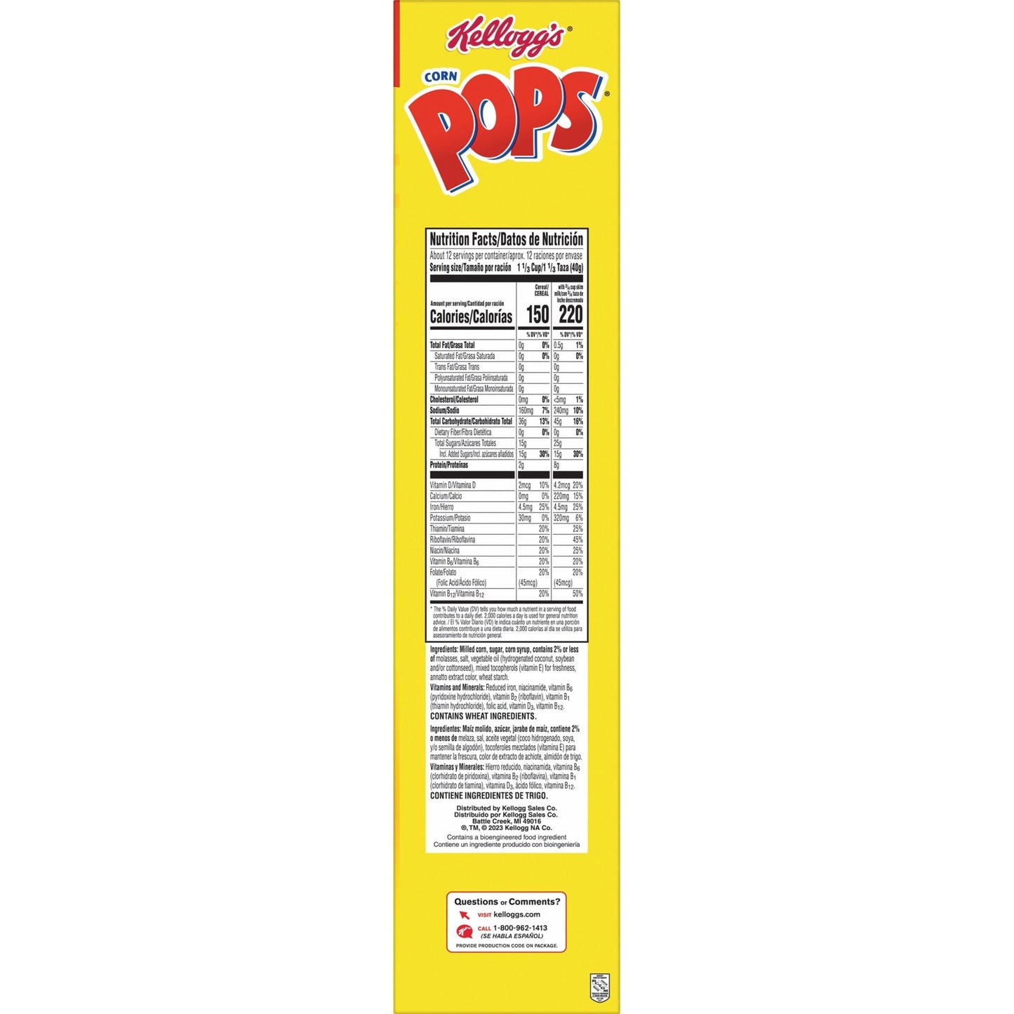 Kellogg's Corn Pops Original Breakfast Cereal, Family Size, 16.4 oz Box