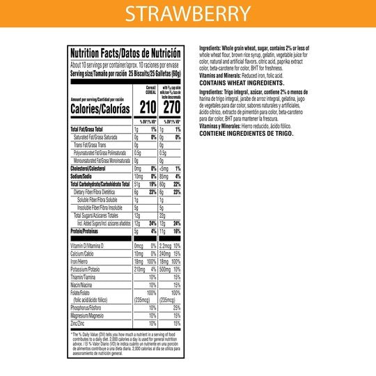 Kellogg's Frosted Mini-Wheats Strawberry Cold Breakfast Cereal, Family Size, 22 oz Box