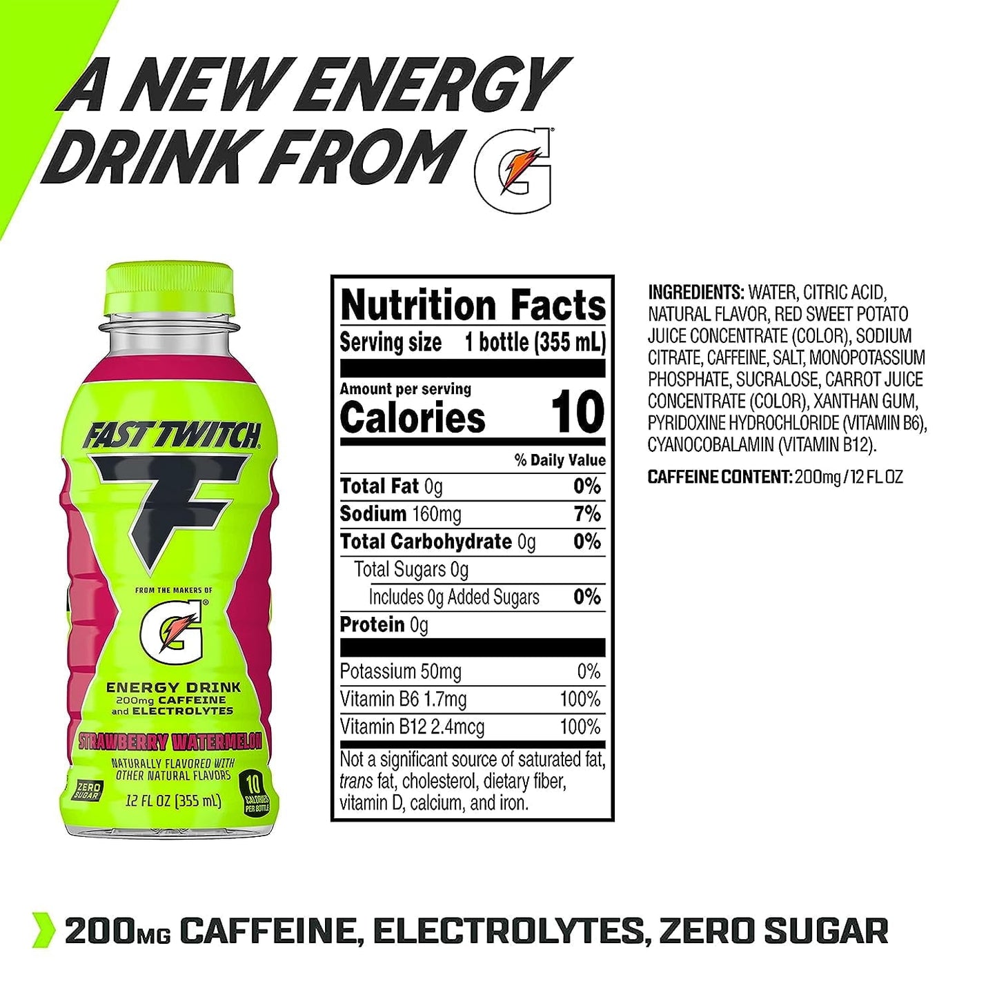 Fast Twitch Energy drink from Gatorade, Strawberry Watermelon, 12 fl oz