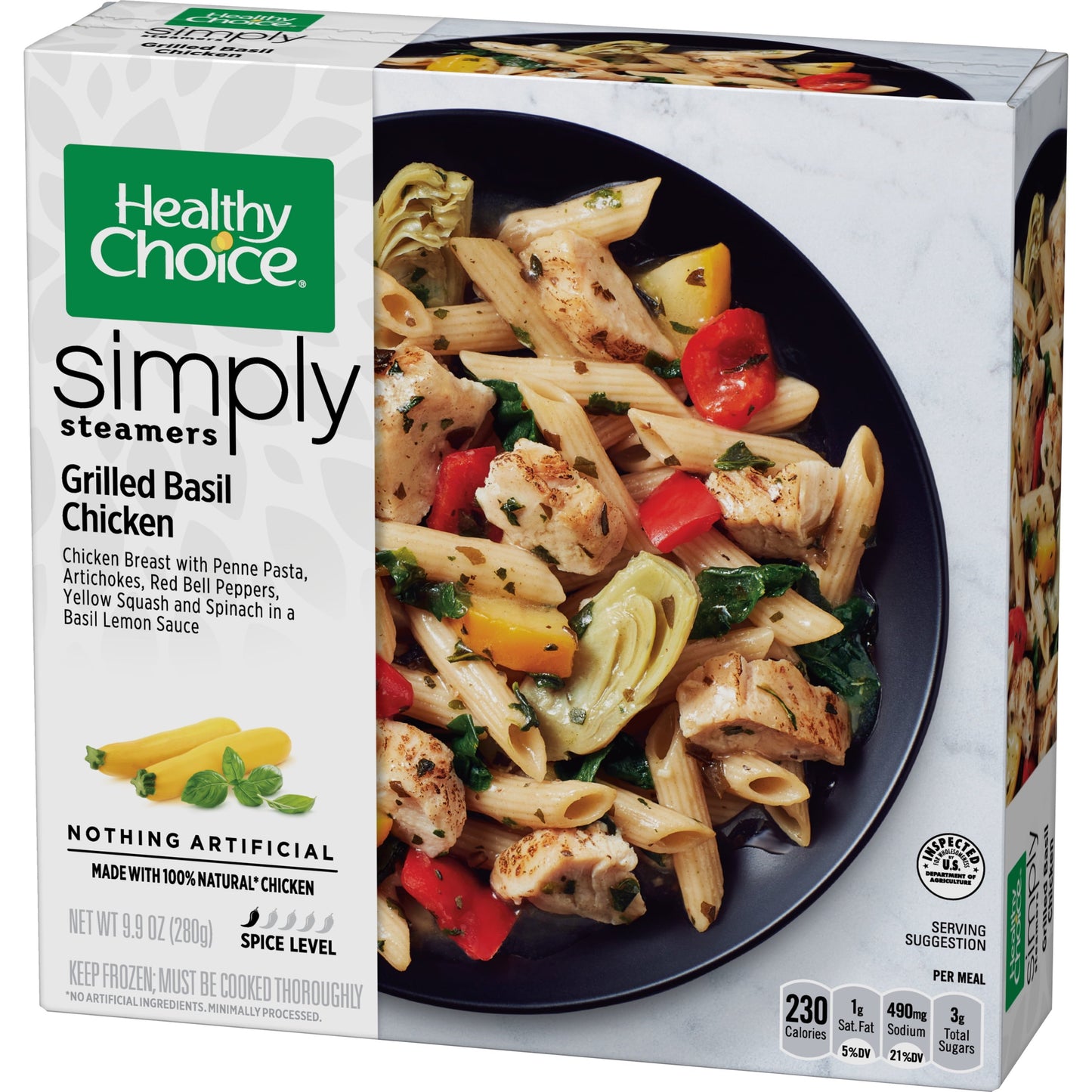 Healthy Choice Simply Steamers Grilled Basil Chicken Frozen Meal, 9.9 oz (Frozen)